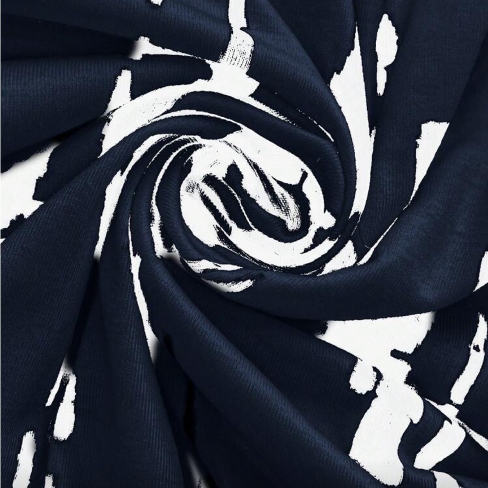 Classic Tie-Detailed Navy and White Tie-dye Printed Sheath Dress - Picture 7 of 7